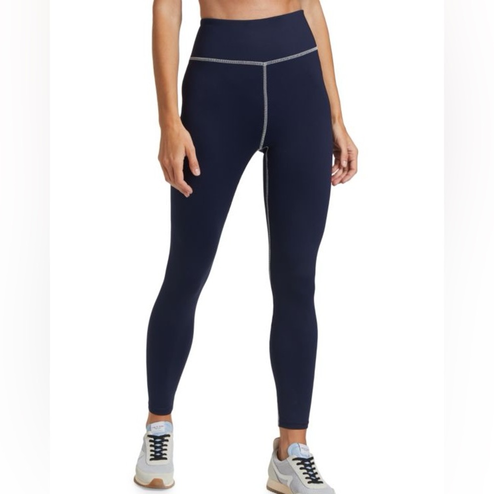 Twenty Montreal Flowertry High-Waisted Leggings Sz Medium Blue Contrast Stitch